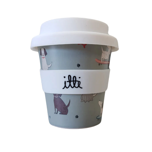 Beautiful blue coloured baby cino cup with cute cartoon dogs printed on it. It includes 2 straws and is the perfect first birthday gift.